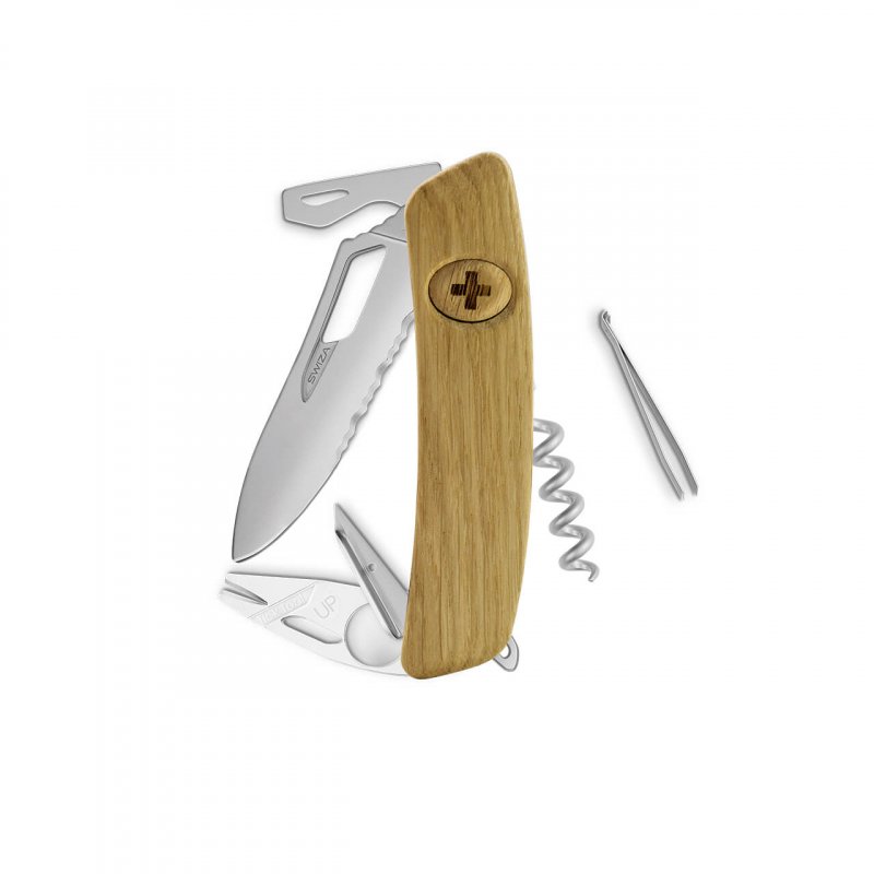 Navaja Le Châtillon ALLMATT Single Hand SH03 TR-TT AM Wavy Edge, 12 funciones, madera roble