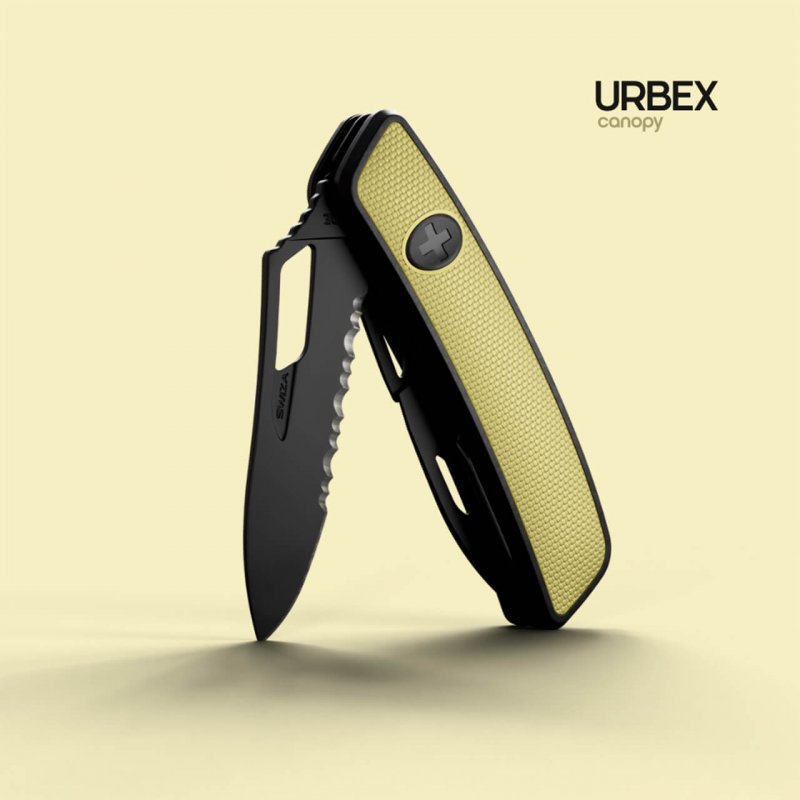 Navaja URBEX CANOPY ALLBLACK Single Hand Wavy Edge SH03 TR, 12 funciones