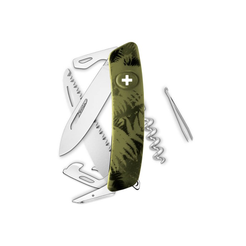 Navaja POLISHED Standard D05, 13 funciones, camo hojas olivo