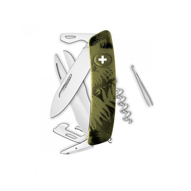 Navaja POLISHED Standard D07, 13 funciones, camo hojas olivo