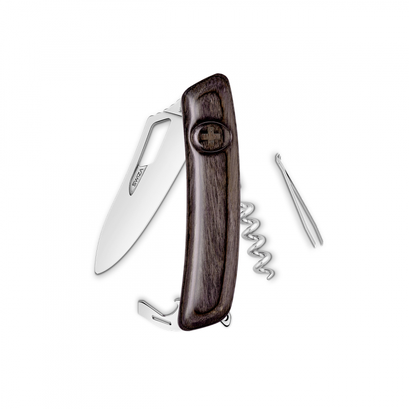 Navaja POLISHED Single Hand Winemaker SH01 R-WM, 7 funciones, madera laminada negra