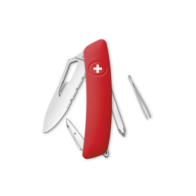 Navaja POLISHED Single Hand Wavy Edge SHO2 TR, 7 funciones, rojo