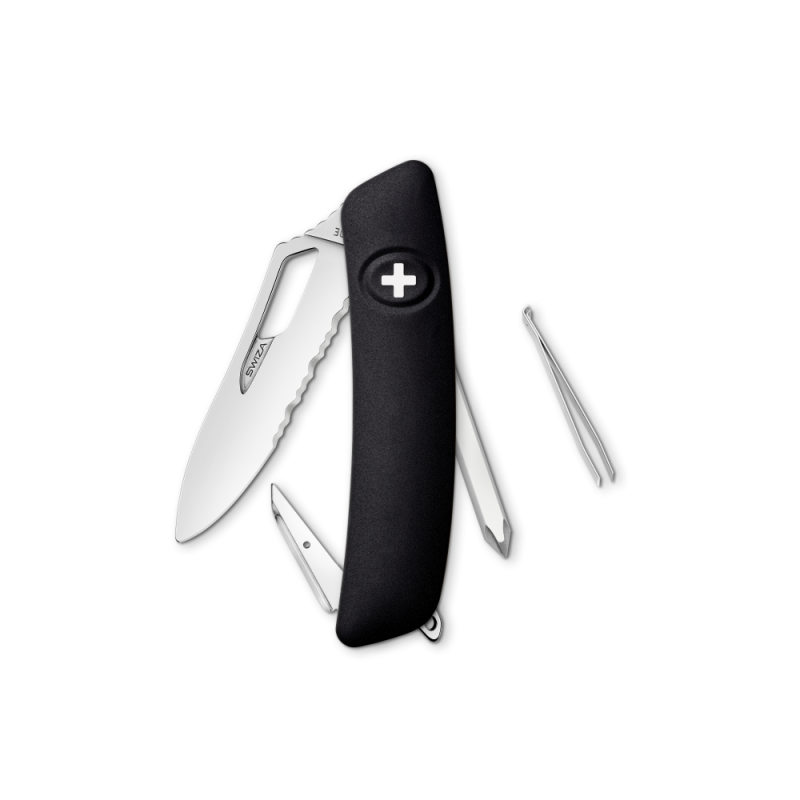 Navaja POLISHED Single Hand Wavy Edge SHO2 TR, 7 funciones, negro