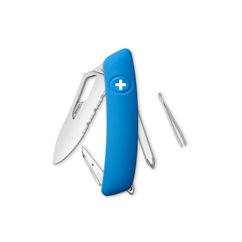 Navaja POLISHED Single Hand Wavy Edge SHO2 TR, 7 funciones, azul