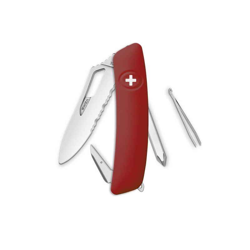 Navaja POLISHED Single Hand Wavy Edge SHO2 TR, 7 funciones, rojo oscuro