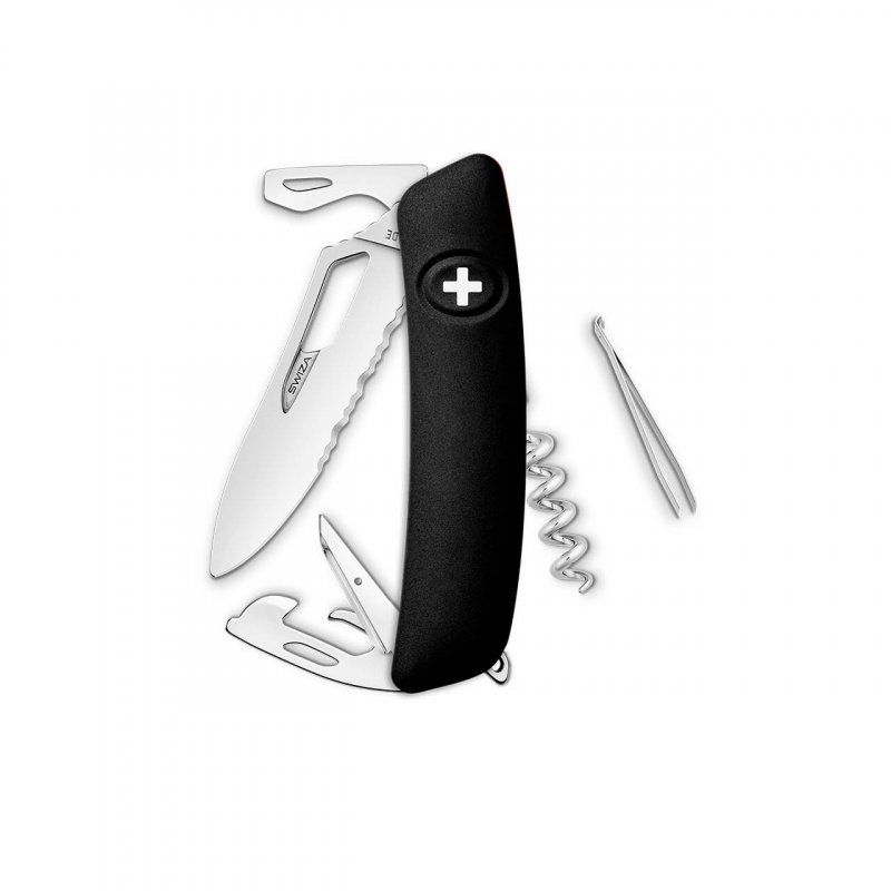 Navaja POLISHED Single Hand Wavy Edge SH03 TR, 12 funciones, negro