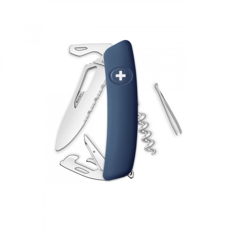 Navaja POLISHED Single Hand Wavy Edge SH03 TR, 12 funciones, azul oscuro