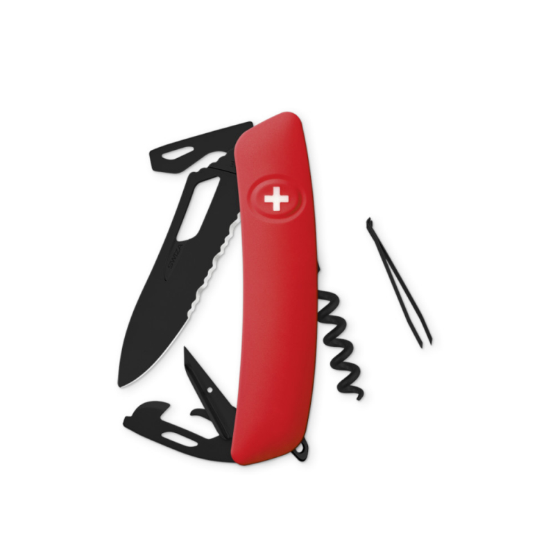 Navaja ALLBLACK Single Hand SH03 TR Wavy Edge, 12 funciones, rojo