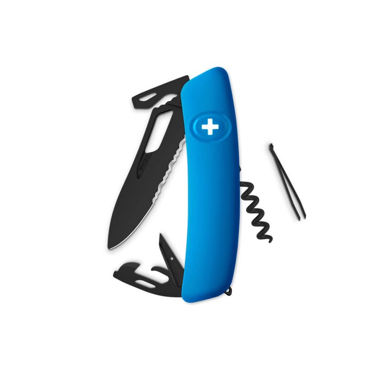 Navaja ALLBLACK Single Hand Wavy Edge SH03 TR, 12 funciones, azul