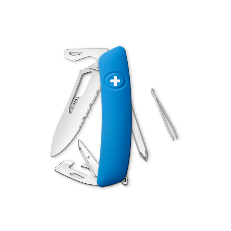 Navaja POLISHED Single Hand SH04 TR Wavy Edge, 12 funciones, azul