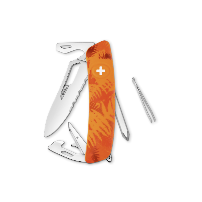 Navaja POLISHED Single Hand Wavy Edge SH04 TR, 12 funciones, camo hojas naranja