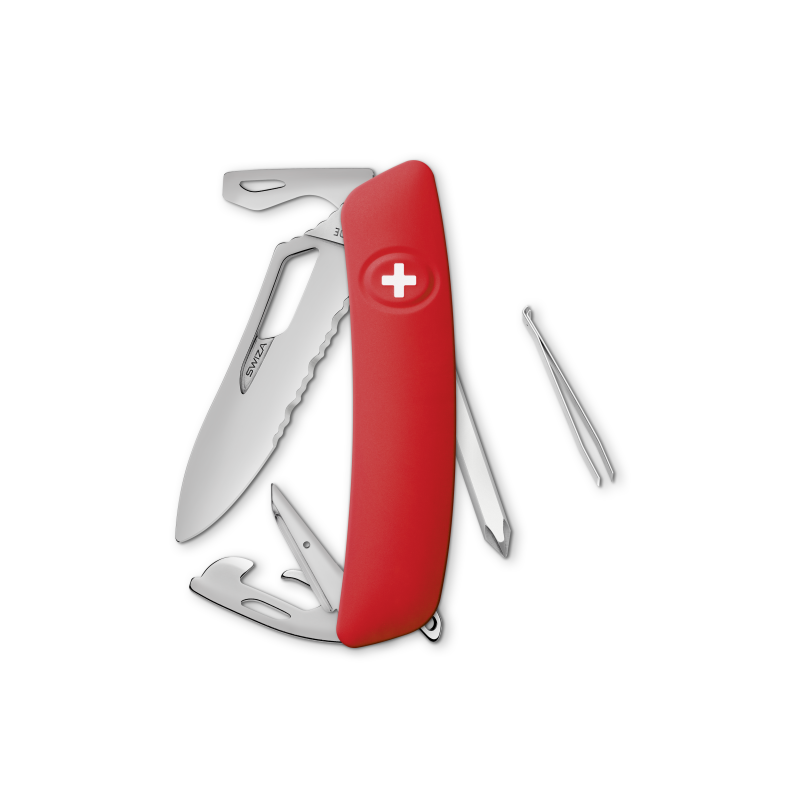 Navaja ALLMATT Single Hand Wavy Edge SH04 TR, 12 funciones, rojo