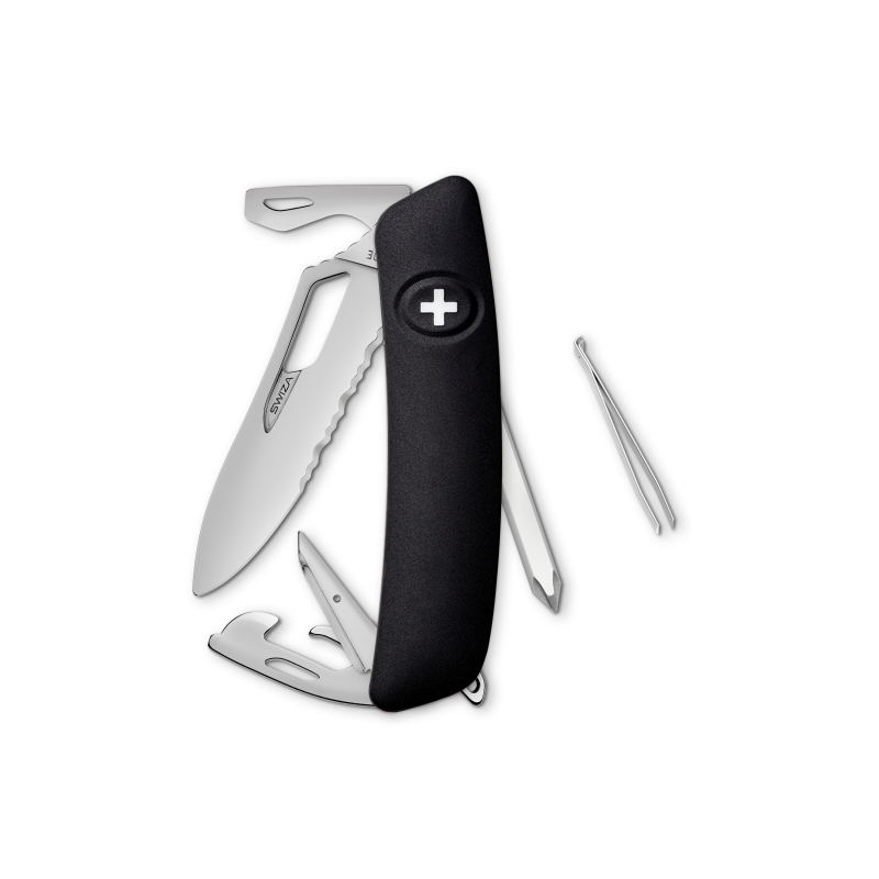 Navaja ALLMATT Single Hand Wavy Edge SH04 TR, 12 funciones, negro