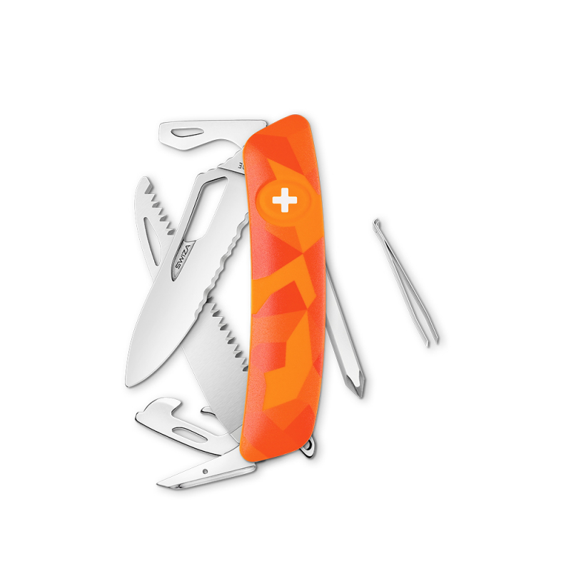 Navaja POLISHED Single Hand SH06 TR Wavy Edge, 13 funciones, camo luceo naranja