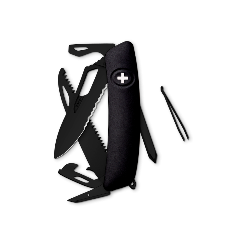 Navaja ALLBLACK Single Hand Wavy Edge SH06 TR, 13 funciones, negro