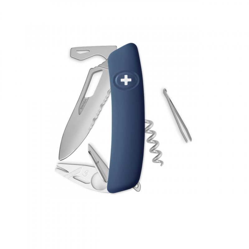 Navaja ALLMATT Single Hand Wavy Edge SH03 TR-TT, 12 funciones, azul oscuro