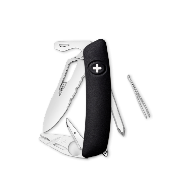 Navaja POLISHED Single Hand SH04 TR-TT Wavy Edge, 12 funciones, negro