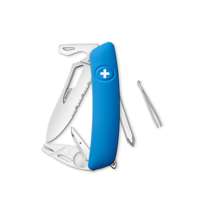 Navaja POLISHED Single Hand SH04 TR-TT Wavy Edge, 12 funciones, azul