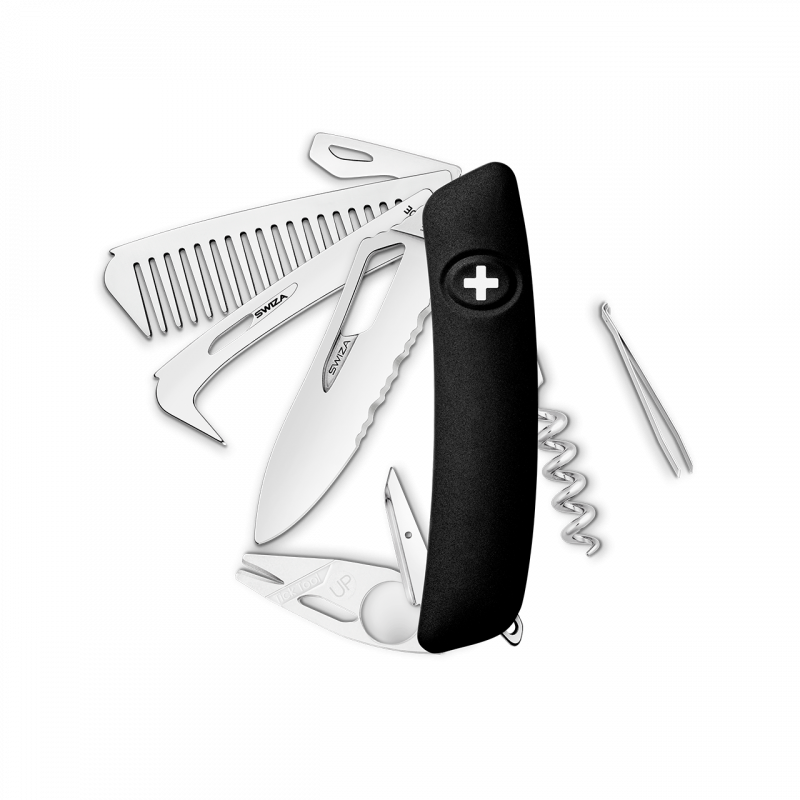 Navaja POLISHED Single Hand SH09 TR-HTT, Wavy Edge, 14 funciones, negro