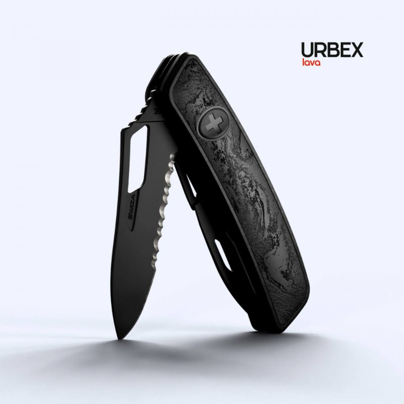 Navaja URBEX LAVA ALLBLACK Single Hand Wavy Edge SH03 TR, 12 funciones